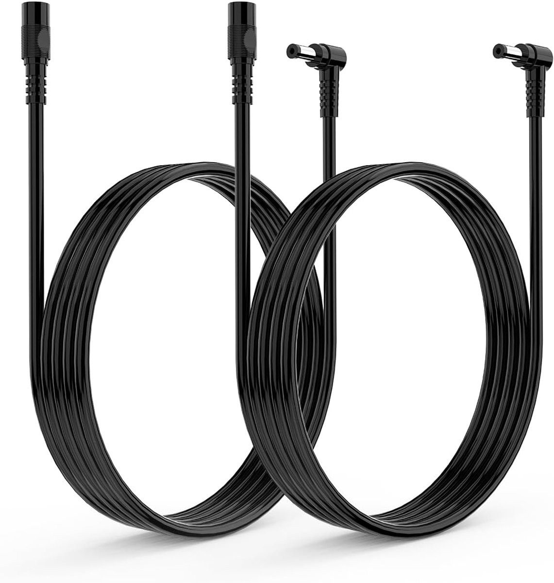 D'Extension DC Tonton 1M, Cordon d'Alimentation 12V 5,5mm x 2,1mm, 90° Angle L, Supporte DC 5V~24V, pour Caméras de Surveillance, DVR, NVR, etc. 1M (2 Pièces)