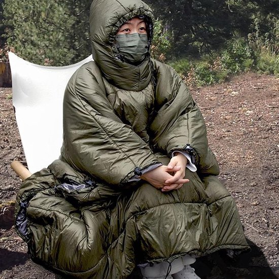 Kampeer Poncho Slaapzak - Outdoor Deken Cape - Kamperen Wandelen - Waterdicht Ademend - 140x113 cm - Groen — afbeelding 3