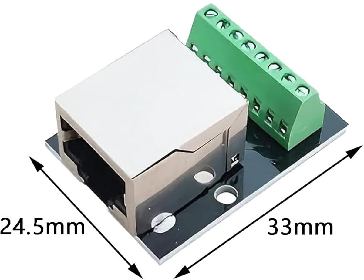 4 stuks RJ45 Ethernet Breakout Board enkele busadapter, 2,54 mm/3,5 mm pitch 8-polige schroefaansluiting, enkel / dubbel stopcontact naar 8 pins adapter (enkele bus)