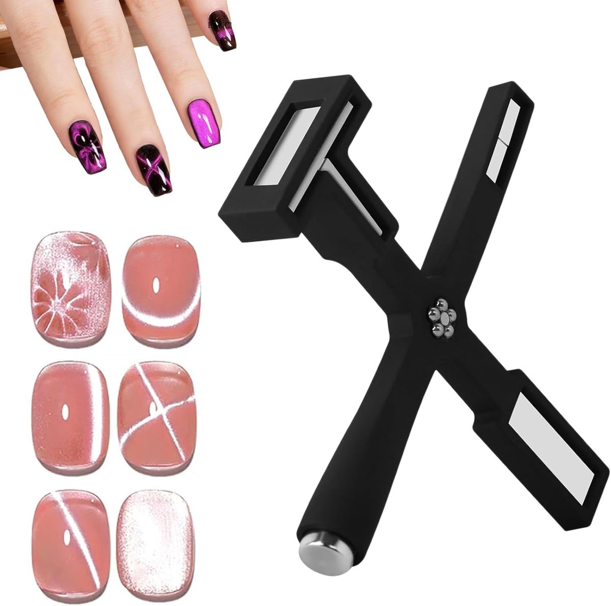Nagel Magneet - 5-in-1 Multifunctioneel - Magneet Cat Eye - Nail Art Tools - Nail Art Penselen - voor Nagelontwerp - zwart