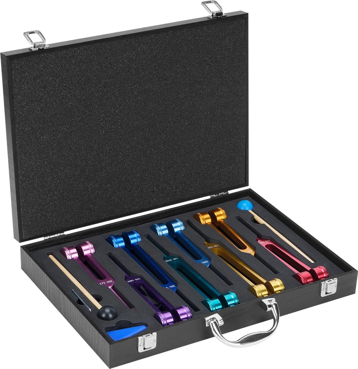 Jxgzyy 8 stuks stemvorkset, aluminiumlegering, stemvorken, therapie, frequentietherapie met geschenkdoos, stemvork, neurologie voor yoga, meditatie, chakra-balans, ontspanning, genezing
