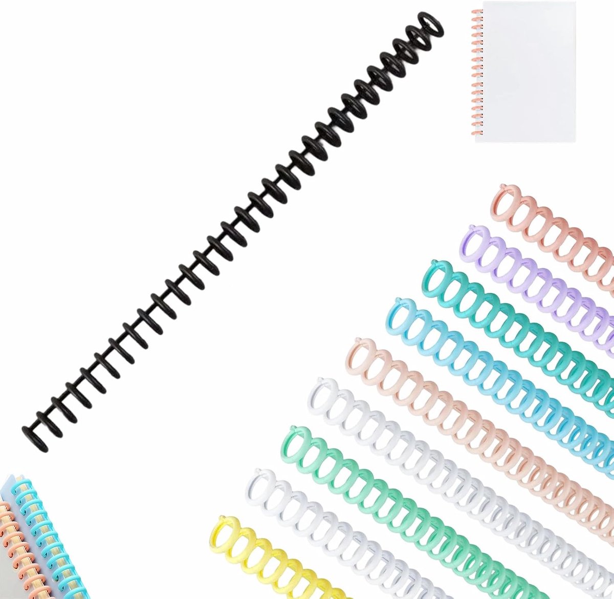 Bindruggen spoelen 30 lussen verdeling 9,5 mm | Spiraalbinderruggenset voor doe-het-zelf papier, notitieboek, album, scrapboo