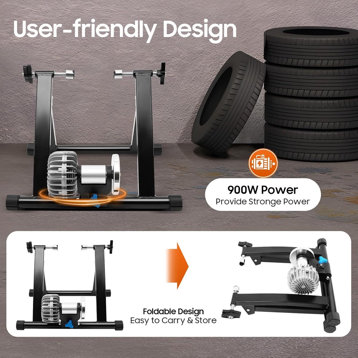 Rollentrainer-standaard, fietstrainer, indoor, draagvermogen 150 kg, instelbaar ontwerp, minder ruis, voor fietsen van 26-29 inch en 700C-fietsen