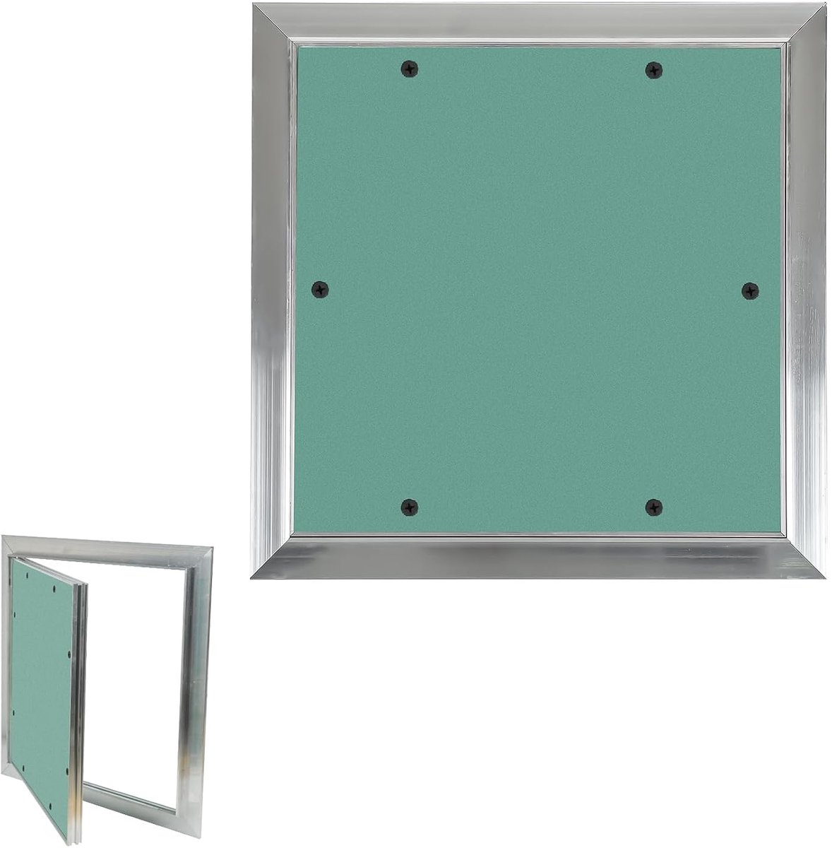 Inspectiedeur, 200 x 200 mm aluminium frame, verborgen revisieklep, 10 mm inleg, geïmpregneerde gipsplaat, verborgen gipsplaat, 20 x 20 cm