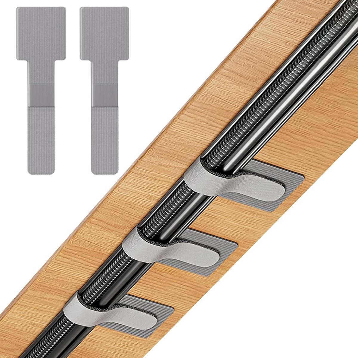 10 stuks Kabelmanagement voor bureau, zelfklevende kabelbinders met klittenband, kabelorganizer voor bureau, kabelklemmen, kabelclips, kabelbevestiging voor TV, lichtslinger (Grijs, 10)