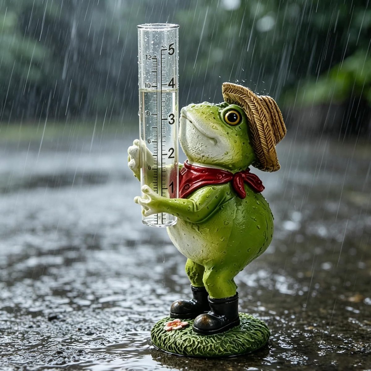 Regenmeter, vorstbestendig, kikker, regenmeter, reserveglas voor metingen van 1-12 cm, regenmeter, regenmeter, regenmeters voor binnenplaats, dek, gazon, landschap en tuinaccessoires