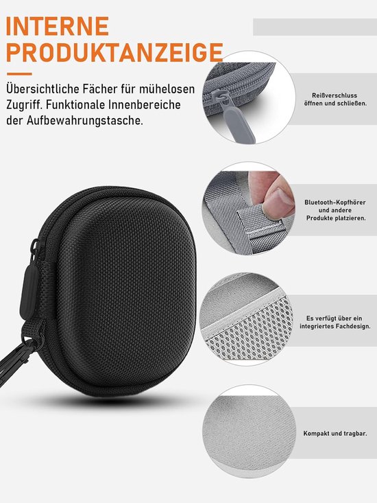 Draagtas voor Soundcore P40i by Anker draadloze hoofdtelefoon, daunke EVA-opbergtas, schokbestendig, krasbestendig, eenvoudig te gebruiken en te dragen, zwart — afbeelding 5