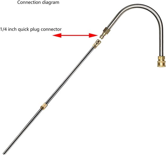 Hogedrukreiniger verlengstuk 45 graden gebogen gebogen roestvrij staal messing 4000PSI 1/4 inch Quick Connect Power Washer Gebogen staaf spuitlans voor vervanging (U-vormig) — afbeelding 5