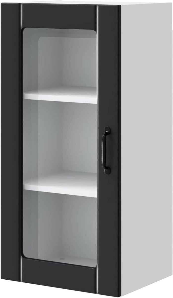 Keukenkast met rek - Wandkast keuken - Keuken organiseren - Ruimtebesparend design - 40 x 80 cm - Zwart