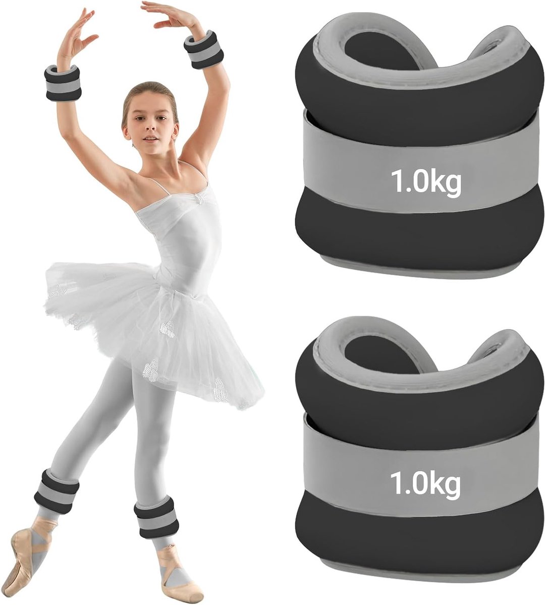 voeten, 2 stuks, gewichten voor benen en armen voor beginners en kinderen, enkelgewichten, polsgewichten, voetgewichten, ideaal voor pilates, yoga, joggen