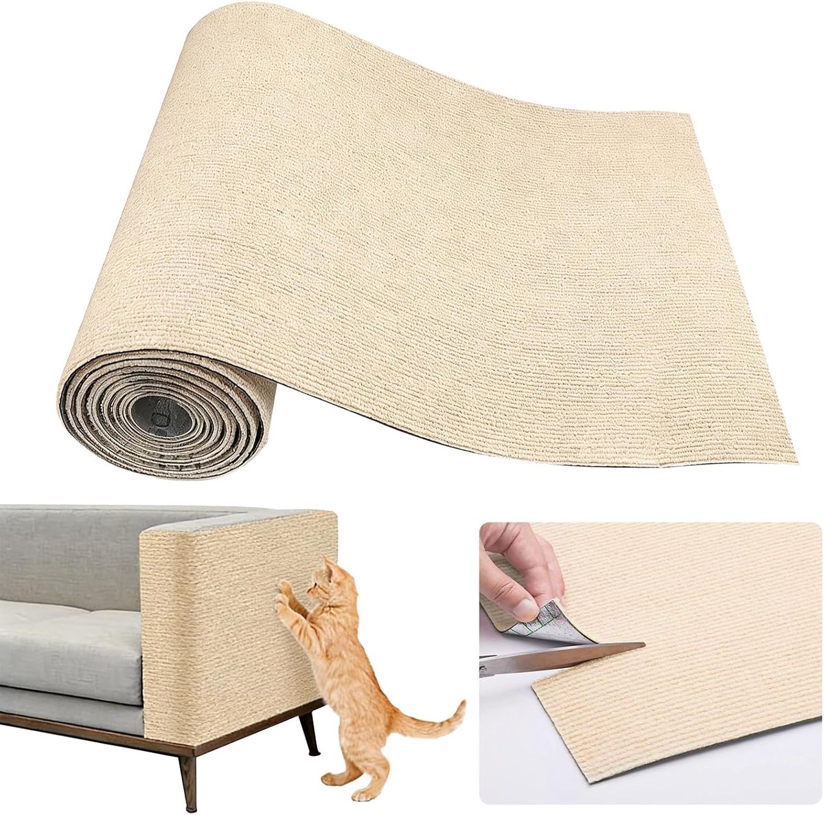 krabmat, 40 x 200 cm, op maat te snijden, bescherming tegen krassen, robuust, antislip en duurzaam, kan vrij worden gesneden, voor bank, muur en tafelpoten