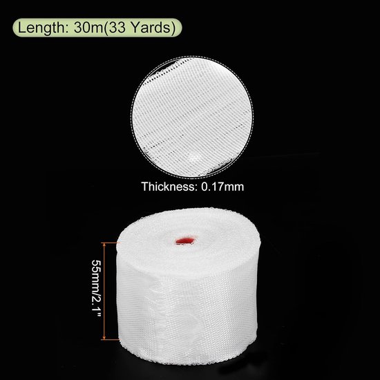 Glasvezeltape, glasvezel, glasvezel, weefsel, isolatietape, 30 m x 50 mm x 0,17 mm voor versterking, reparatie, 2 stuks — afbeelding 2