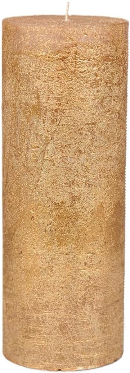 Stump kaars goud D 10 cm H 27 cm - luxe uitstraling - sfeervolle verlichting - perfect voor binnen - SnelShoppen