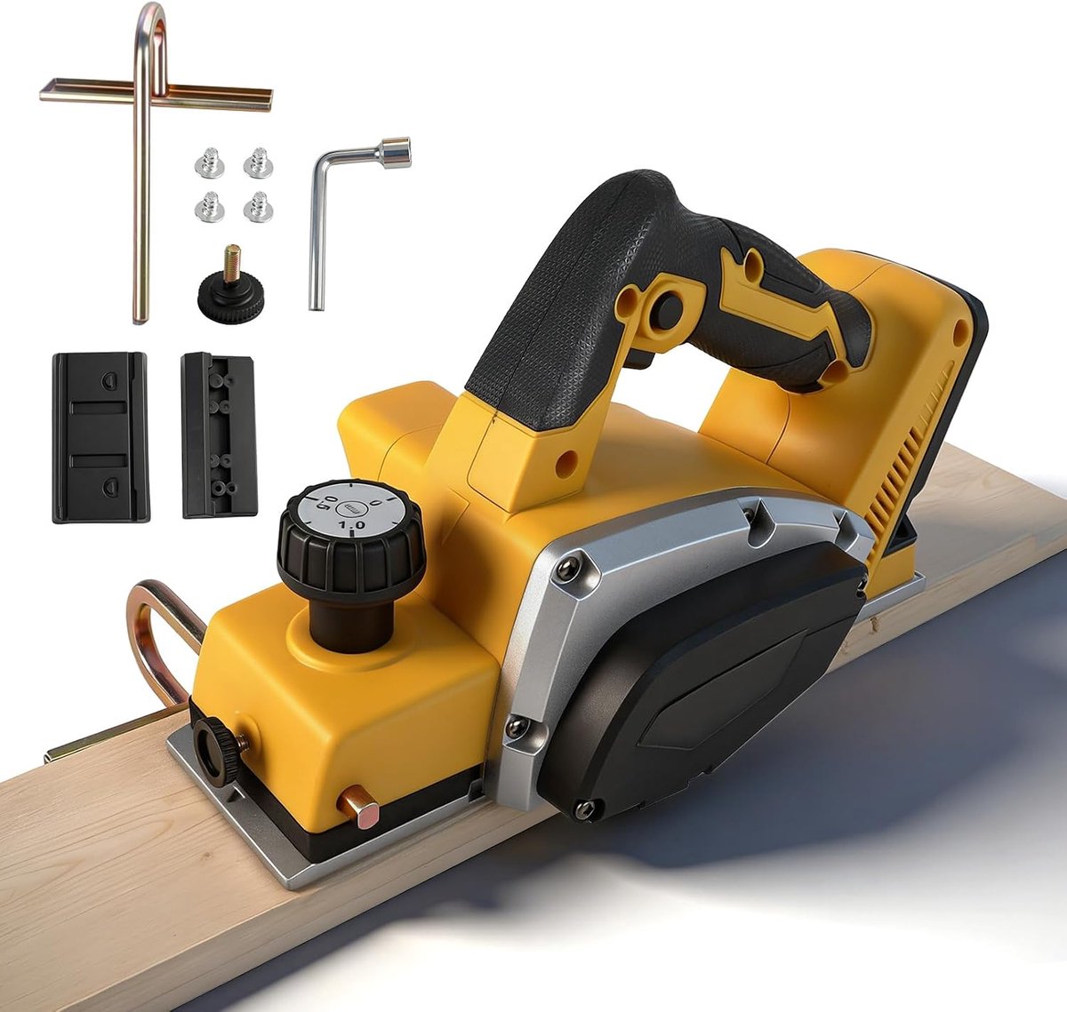 Accu-handschaaf voor Dewalt 18 V 20 V accu's, 15000 omw/min, borstelloze elektrische houtschaaf met 82 mm snijbreedte, 0-2 mm instelbare diepte en veiligheidsvergrendeling voor hout (alleen apparaat)