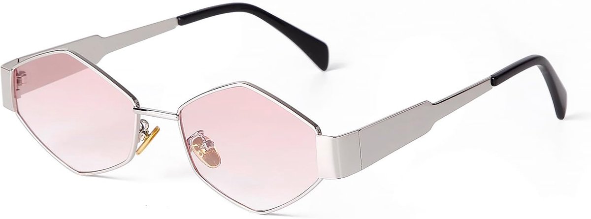 Zonnebril dames goud vintage smalle bril hexagonaal metalen frame retro UV400