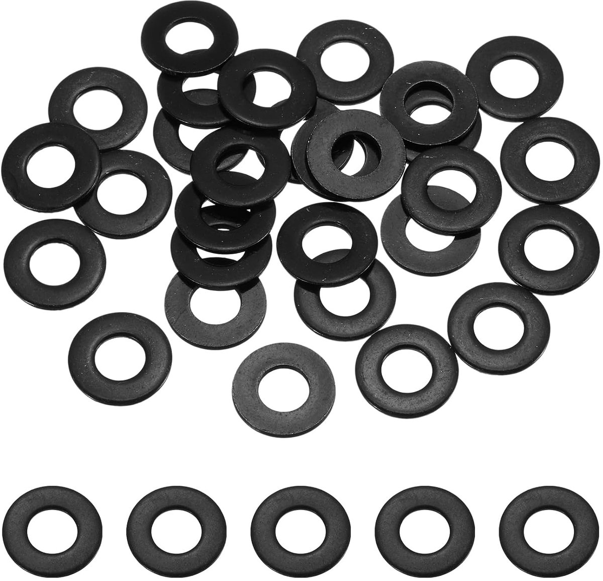 30 stuks M6 binnen- x 14 mm buitendiameter platte schijven 304 roestvrij staal metalen schijven zwart zink afdichtringen voor schroeven en moeren