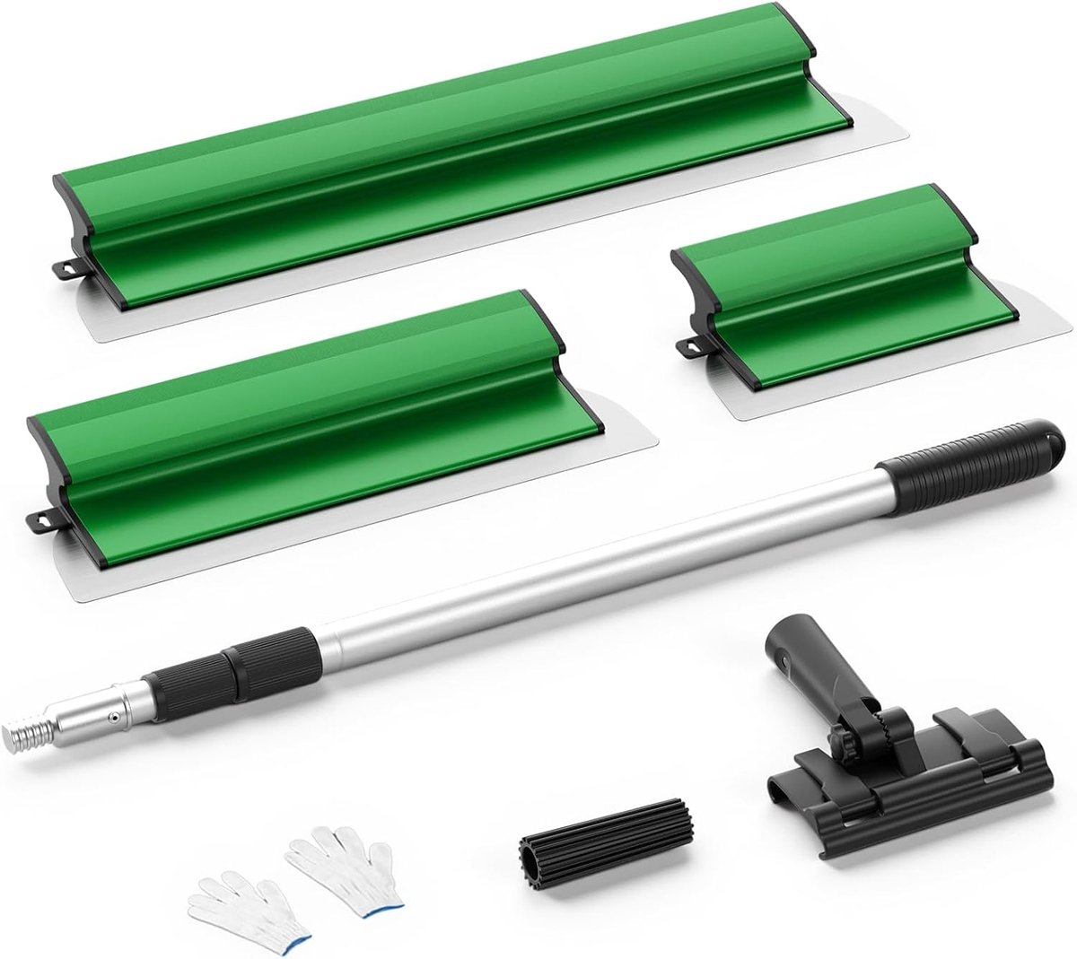 set 25 cm 40 cm 60 cm verlenggreep 76 cm tot 160 cm bouwmes roestvrij staal (groen)