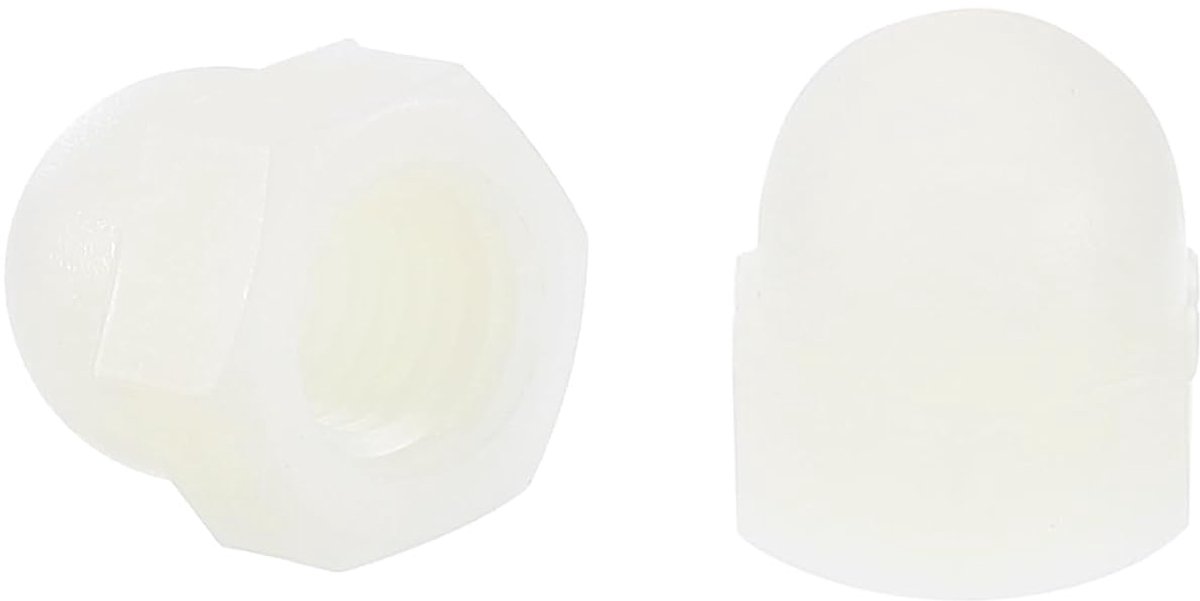 M8 x 1,25 Acorn Cap Moeren 100 stuks Nylon Dome Cap Hoofd Acorn Groef Hardware Moeren voor Bolt Cover White