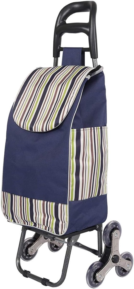 Boodschappentrolley blauw - lichtgewicht - opvouwbaar - ideaal voor boodschappen - SnelShoppen
