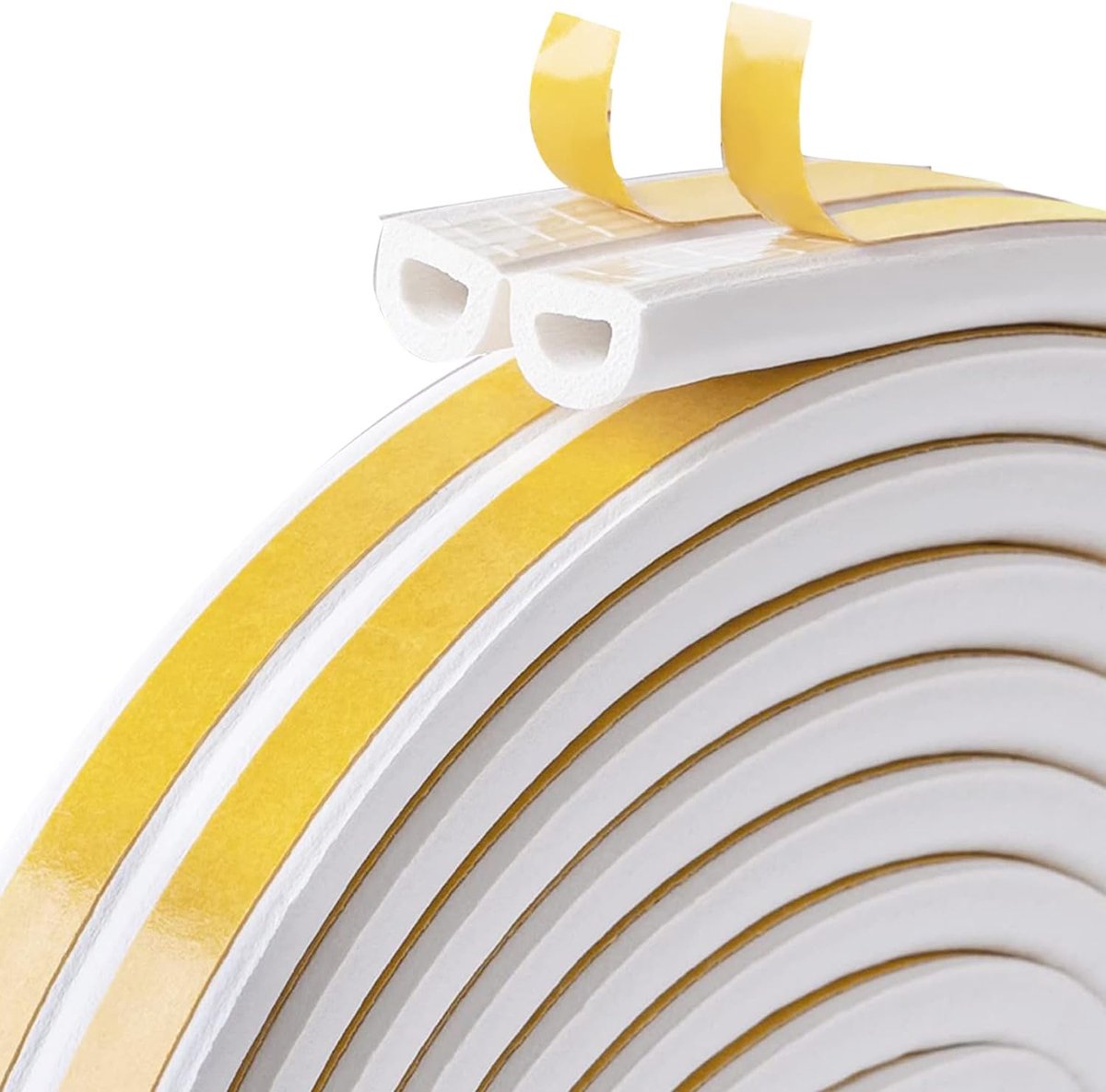 Tochtstrip voor Deuren, 9mm X 6mm X 5 Meter DeurafDichtingsstrip, Zelfklevende Schuimdeurisolatiestroop, Weerstrippen voor Raamafdichting, Tochtstrip voor Deuren(5M, Wit)