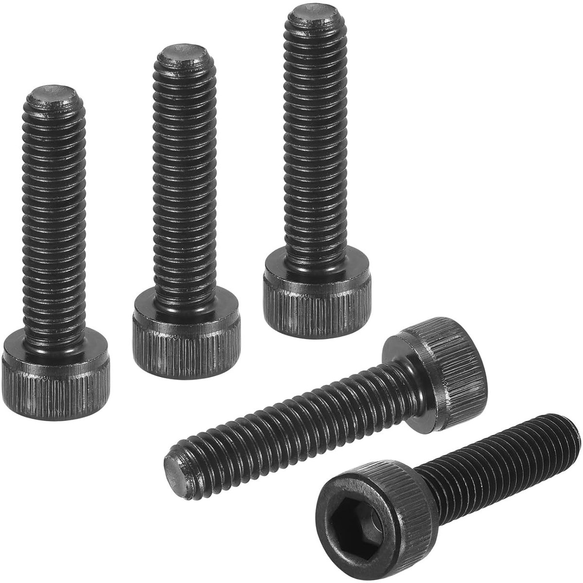 M6-1 x 25 zeskantschroeven, 50 stuks, goed voor racefiets, mountainbike, auto, metrische zeskantschroeven van koolstofstaal, zwart