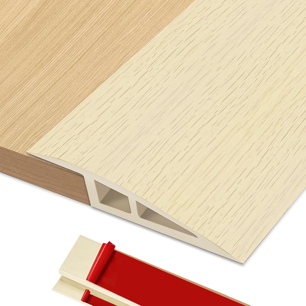 Hoogtecompensatie, pvc, overgangsprofiel, zelfklevend, deurdrempel, lijst, hoogtecompensatie van 5-10 mm, overgangslijst vloer voor laminaat, tegels (wit eiken)