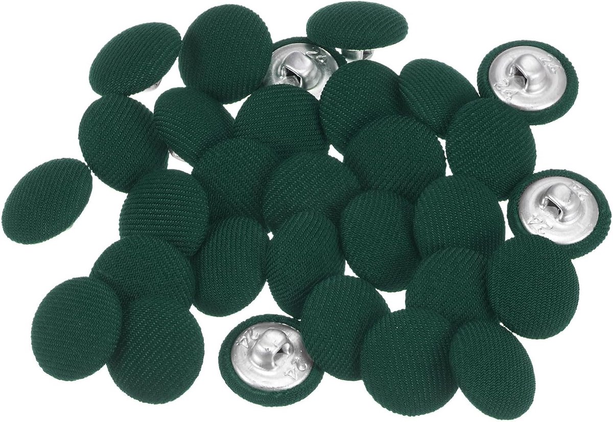 Stoffen stoffen met knoop, 30 stuks, 24 l, 15 mm, rond, metaal, genaaide schacht, knopen voor kleding, jurk, militaire blouses, groen