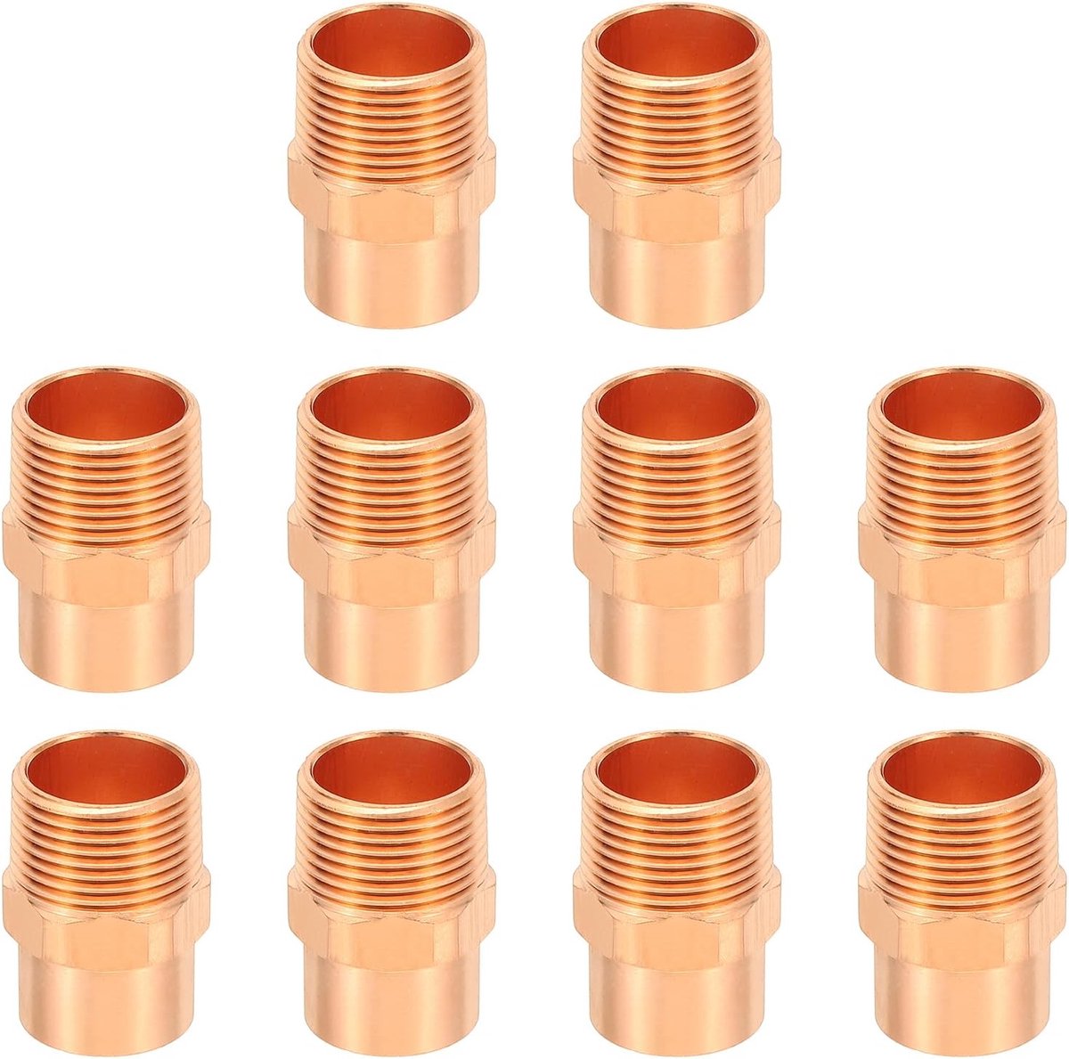 3/4 "mannelijke adapterfitting met C x M-aansluitingen, 10 stuks koperen buisleidingen met zweetsoldeer X FNPT-aansluiting schroefdraadbuisconnector voor residentieel, commercieel