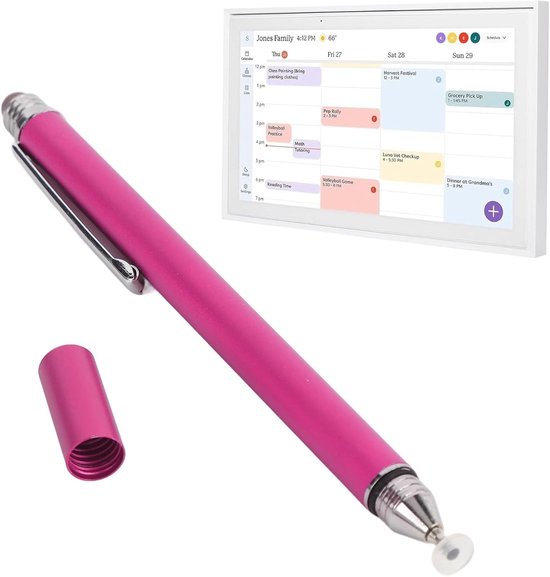 2-in-1 Stylus Pen voor Touchscreen - Agenda, Digitale Agenda Stylus met Transparante en Vezelgaas Tip voor Precieze Schrijf- en Tekenervaring (Rose Rood) — afbeelding 4