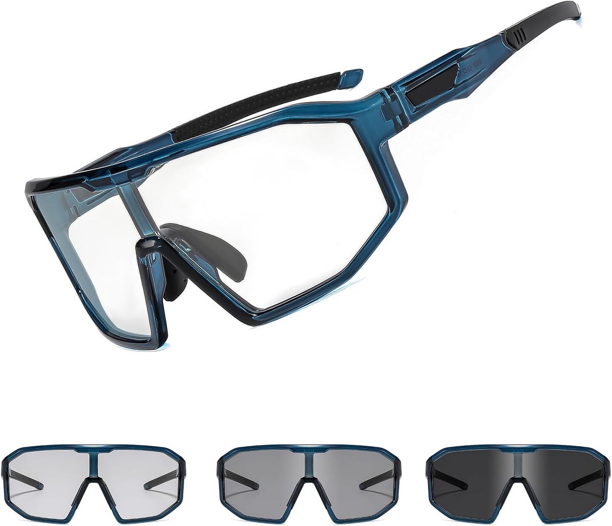 Sportbril voor dames en heren, transparant, UV400, fiets, MTB