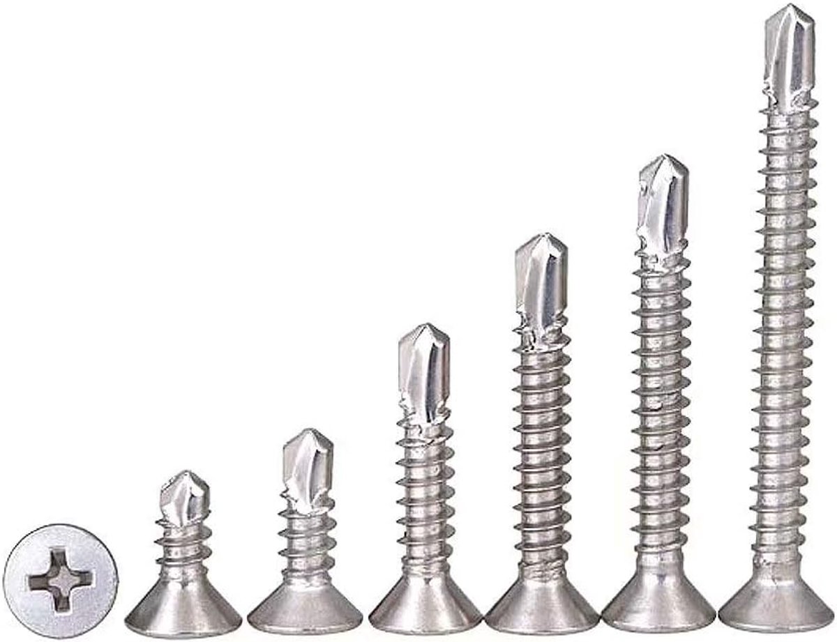 Platte Hoofd Boor Staart Schroef Zelftappende Zelfborende Schroeven Plaatwerk Schroeven M4.8×50mm,20 pcs