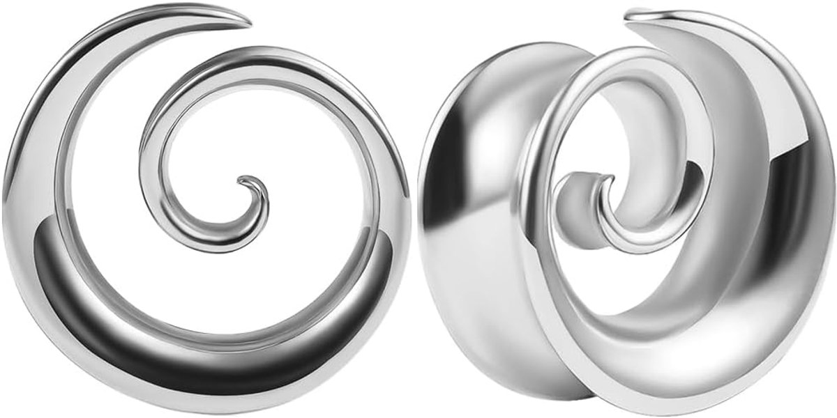 Oor Flesh Tunnel Saddles Plug spiraal roestvrij staal voor uitgerekte expander oorpiercing 8mm tot 25mm