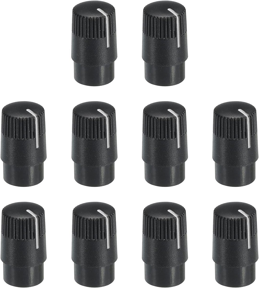 Potentiometer draaiknop ABS gitaar knop voor elektrische gitaar vermogen versterker stereo-installaties bas volume toon 180° draaiknop 6 mm D type golf zwart wit 10 stuks