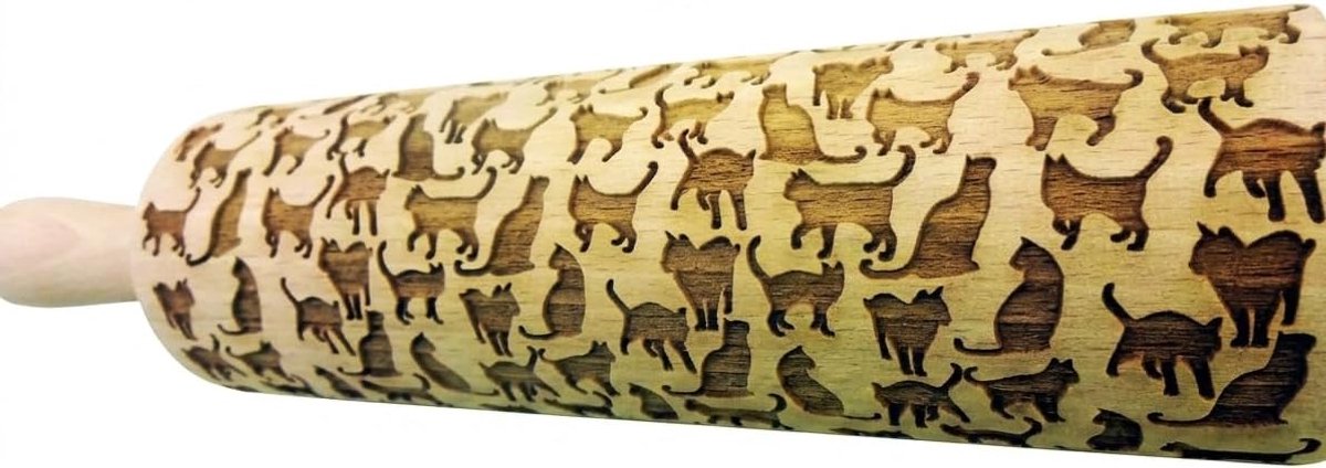 Houten Deegroller – Gegraveerde Roller voor Koekjes, Klei en Keramiek – Embossing Rolling Pin – Origineel Cadeau voor Kinderen, Vrouwen, Familie en Verjaardagen – Algis Crafts