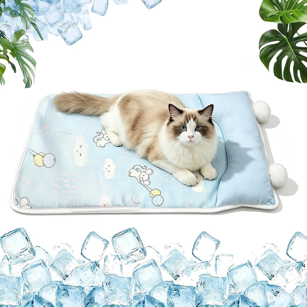 Koelmat voor honden en katten, 45 x 35 cm, opvouwbaar en wasbaar, zelfkoelende koeldeken voor honden en katten in de hete zomer