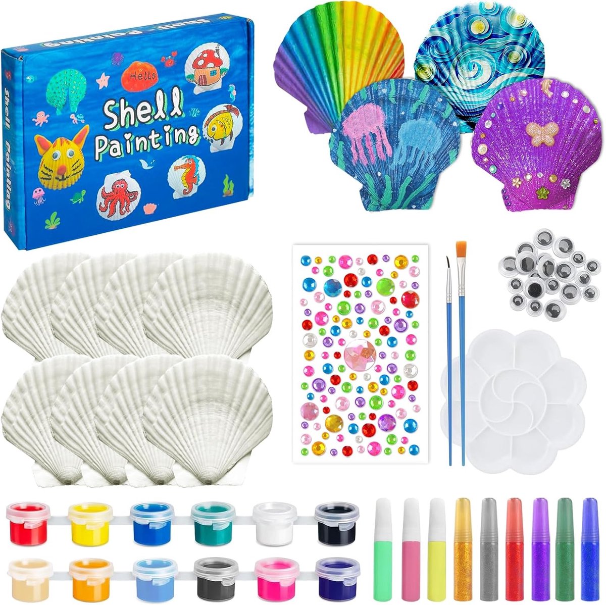 Schilderset voor kinderen - met schelpen - creatief knutselwerk - perfect verjaardagscadeau - SnelShoppen