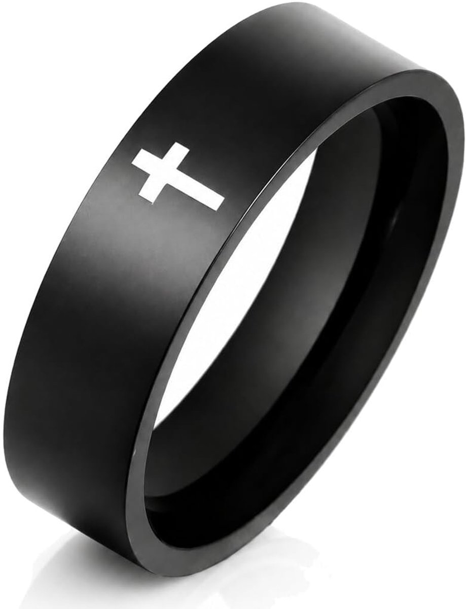 Stalen mannen ring LGT Jewels met Kruis-20mm