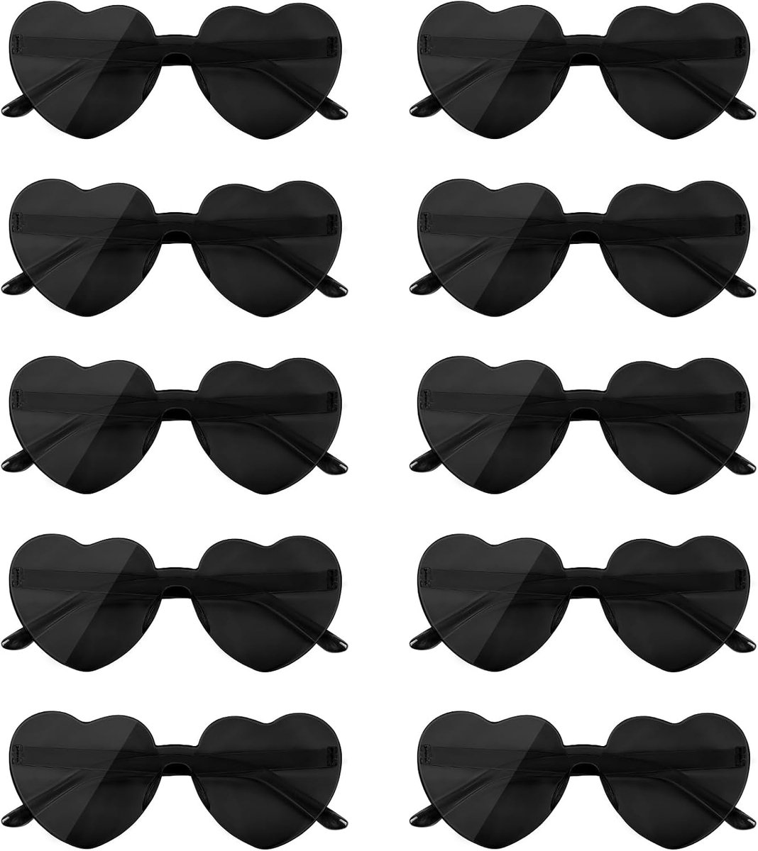 10 Paar Hartvormige Zonnebril Vrouwen Randloze Hartvormige Zonnebril Snoep Kleur Hart Bril Voor Kostuums Cosplay