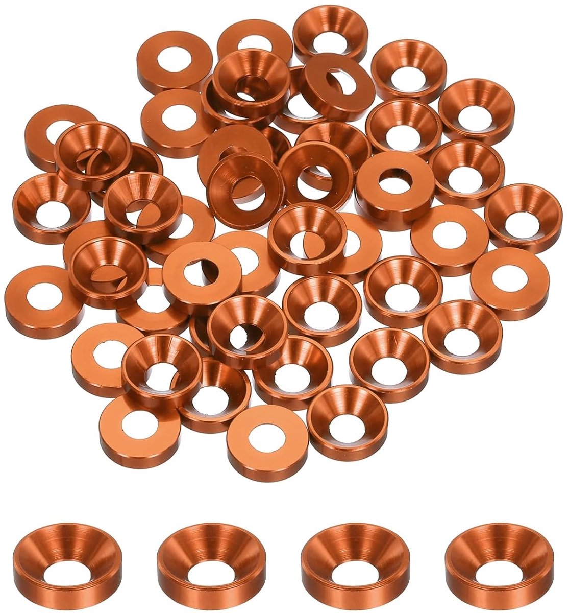 50 stuks sluitringen M3, geanodiseerde aluminiumlegering 13,8 mm/0,54 inch, afdichtingen voor schroeven RC/FPV/PC/Drone/mechanische accessoires model onderdeel, oranje