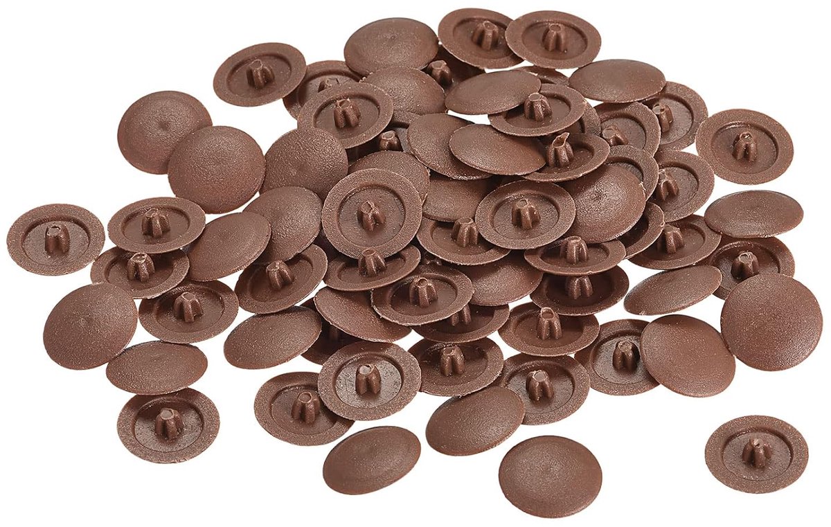 Sourcing map 160 stuks schroefdoppen, afdekkingen, 12 x 3 mm, kunststof schroeven, decoratieafdekking voor kruiskop, nokken, bevestigingsmoer, zelftappende schroef, koffie
