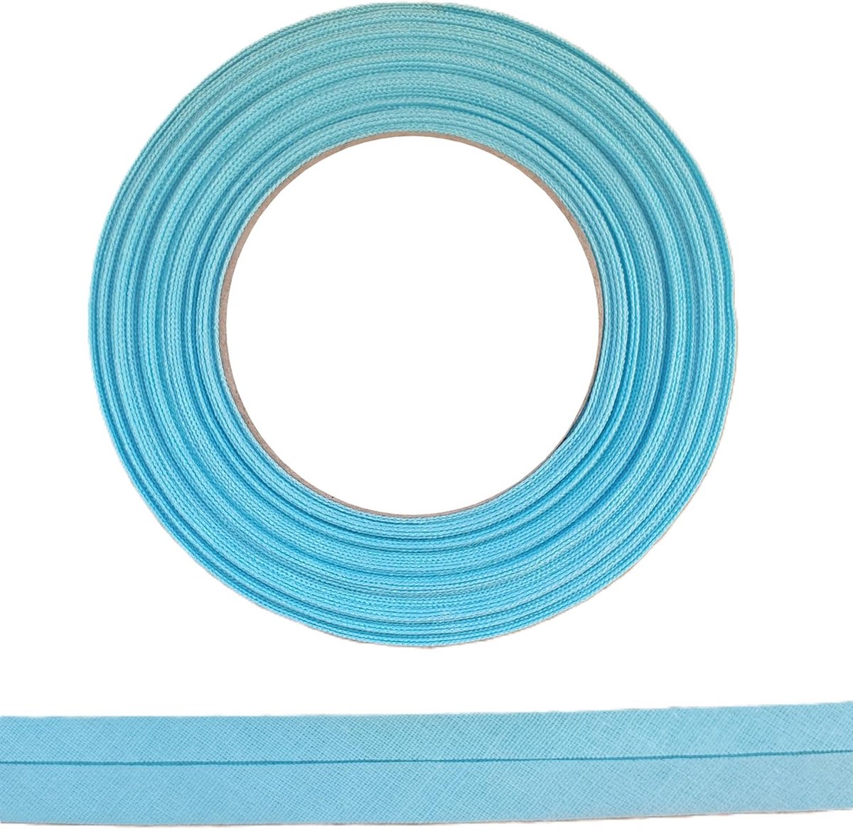 Biasband van 100% katoen, 10 m x 25 mm (gevouwen), hoogwaardige rand, katoenen band, biasband, ideaal voor doe-het-zelf naaien, in België gemaakt, op een rol (turquoise)