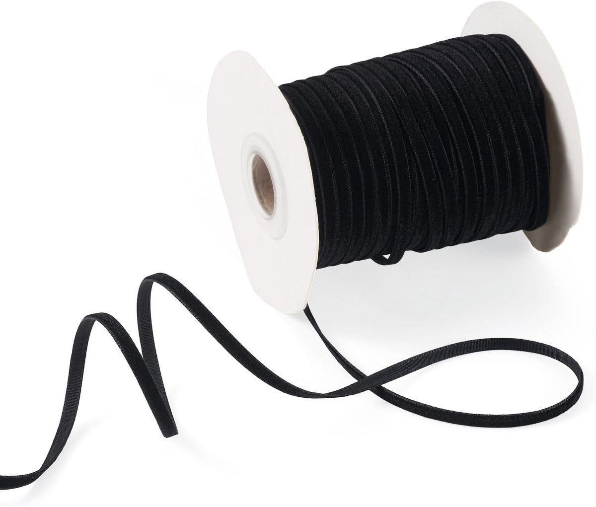50 yard enkelzijdig fluwelen lint 3-4mm plat fluwelen lint decoratieve afgesneden linten met spoelen voor cadeauverpakking feestdecoratie, zwart