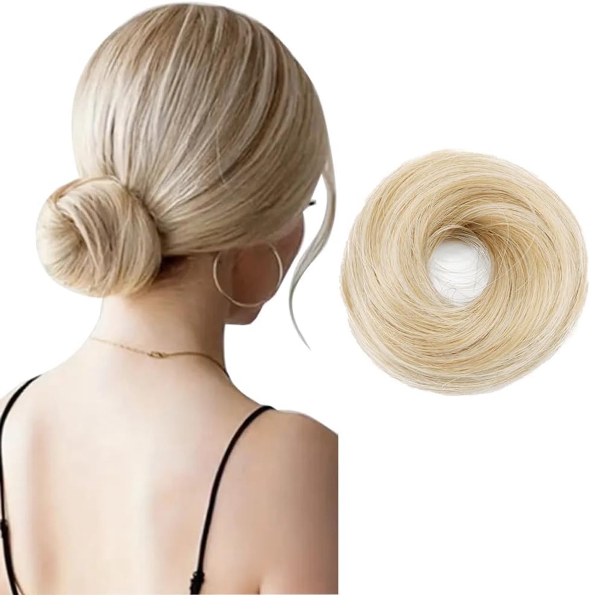 Chignon Donut Bun Haarstuk Opsteekknot Haarband Messy Bun Scrunchie Haaraccessoire Voor Dames Vrouwen Meisjes Dagelijks Feest Bruiloft Elegant Kapsel (Licht Goudkleurig)