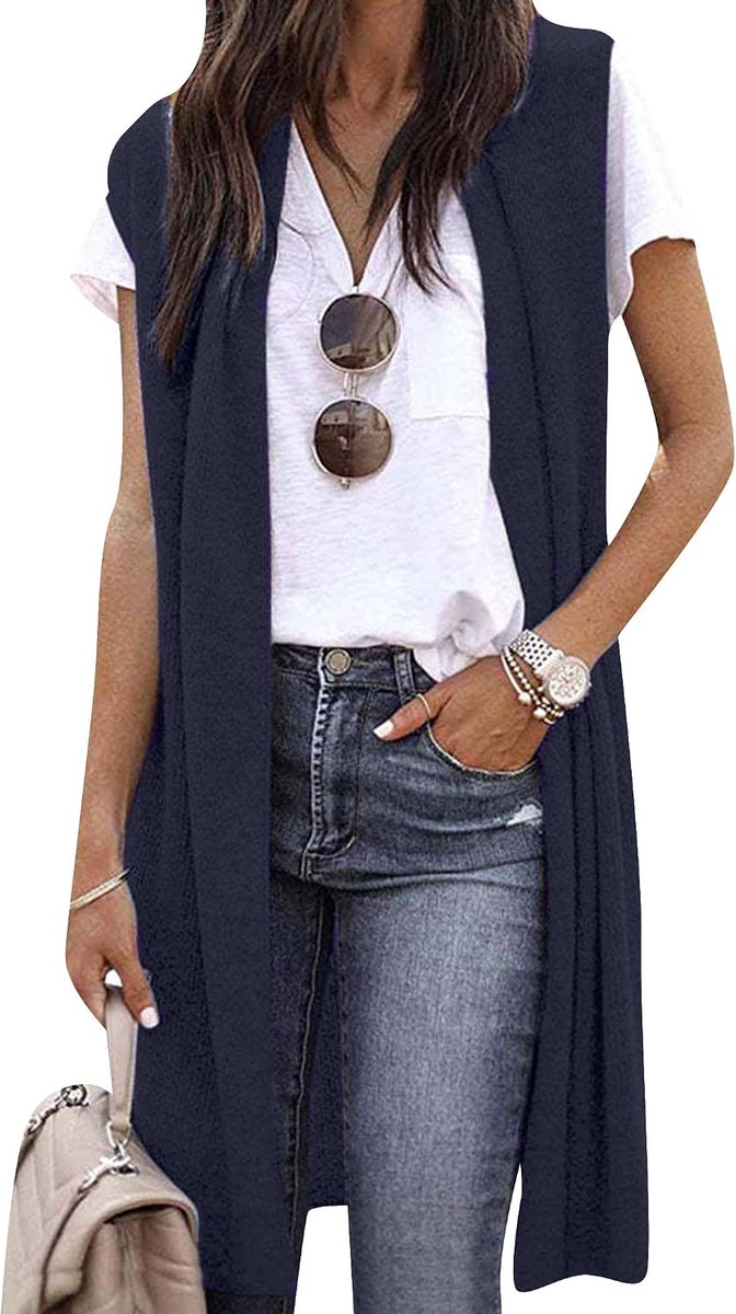 Lichtgewicht vest voor dames, casual, zacht, mouwloos, effen kleur, gebreide vesten