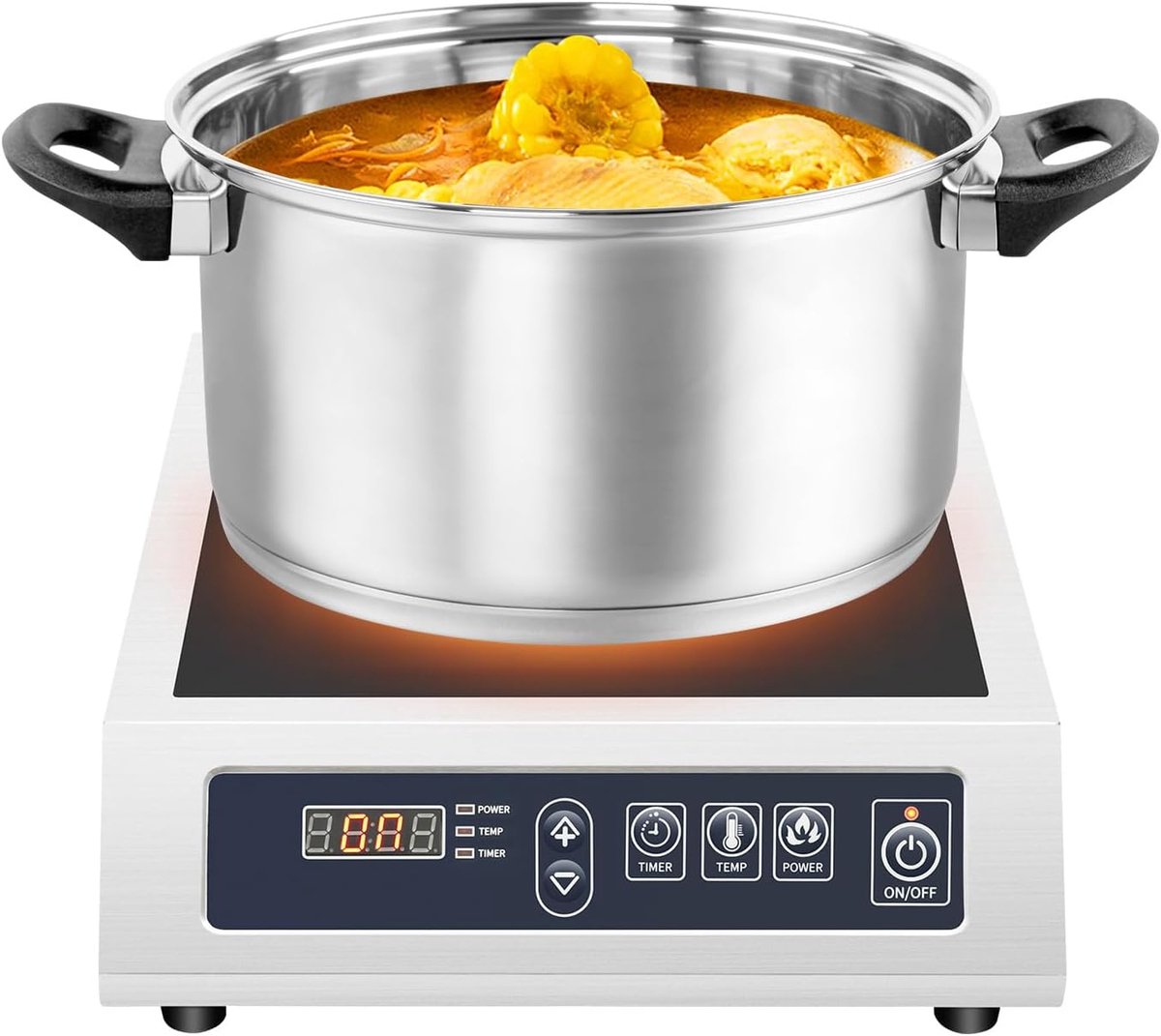 Inductiekookplaat 3500 W - 1 plaat - zwart kristalpaneel - 10 temperatuurniveaus voor professioneel koken - SnelShoppen