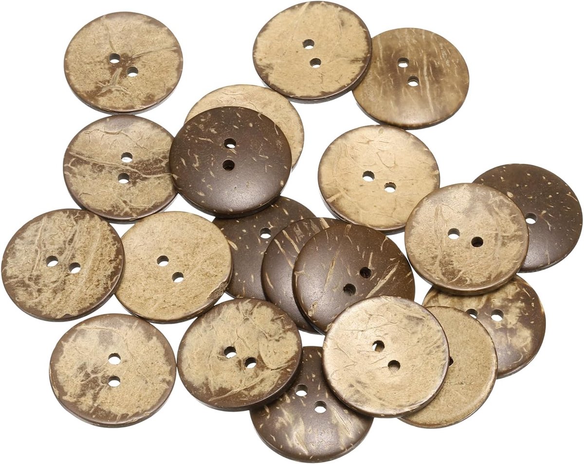Knopen, 30 mm, handgemaakte 2-gaats naaiwerk, vervangende ronde knopen voor kleding, decoratie, doe-het-zelf accessoires, 20 stuks (bruin)