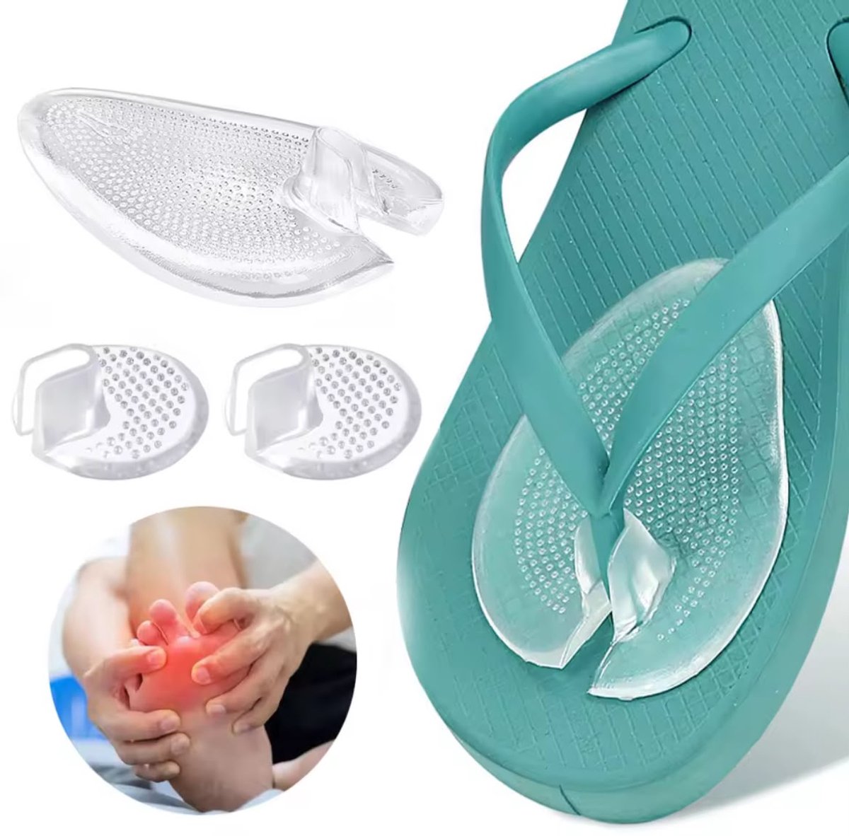 2 Paar Siliconen Gel Inlegzolen voor Dames - Voorvoet Kussentjes, Neuspads, Antislip Teenbeschermers voor Schoenen, Slippers en Sandalen