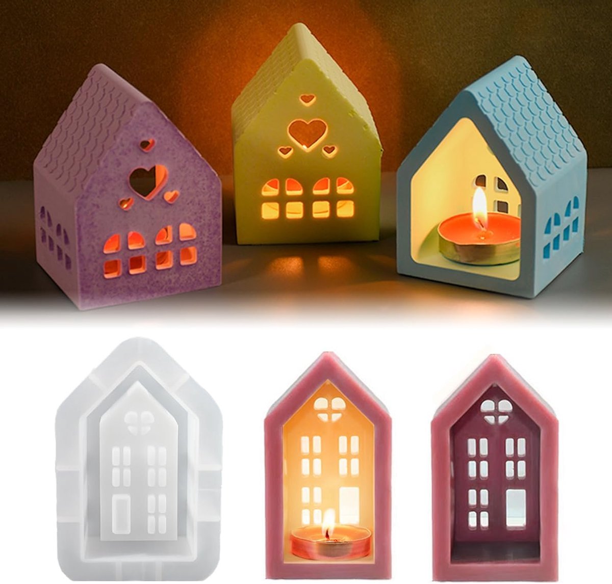 Siliconen gietvorm groot huis 3D siliconen vorm Kerstmis kandelaar kerstgietvorm siliconen gietvorm kaarshouder gietvorm DIY Kerstmis decoratie gietvormen siliconen