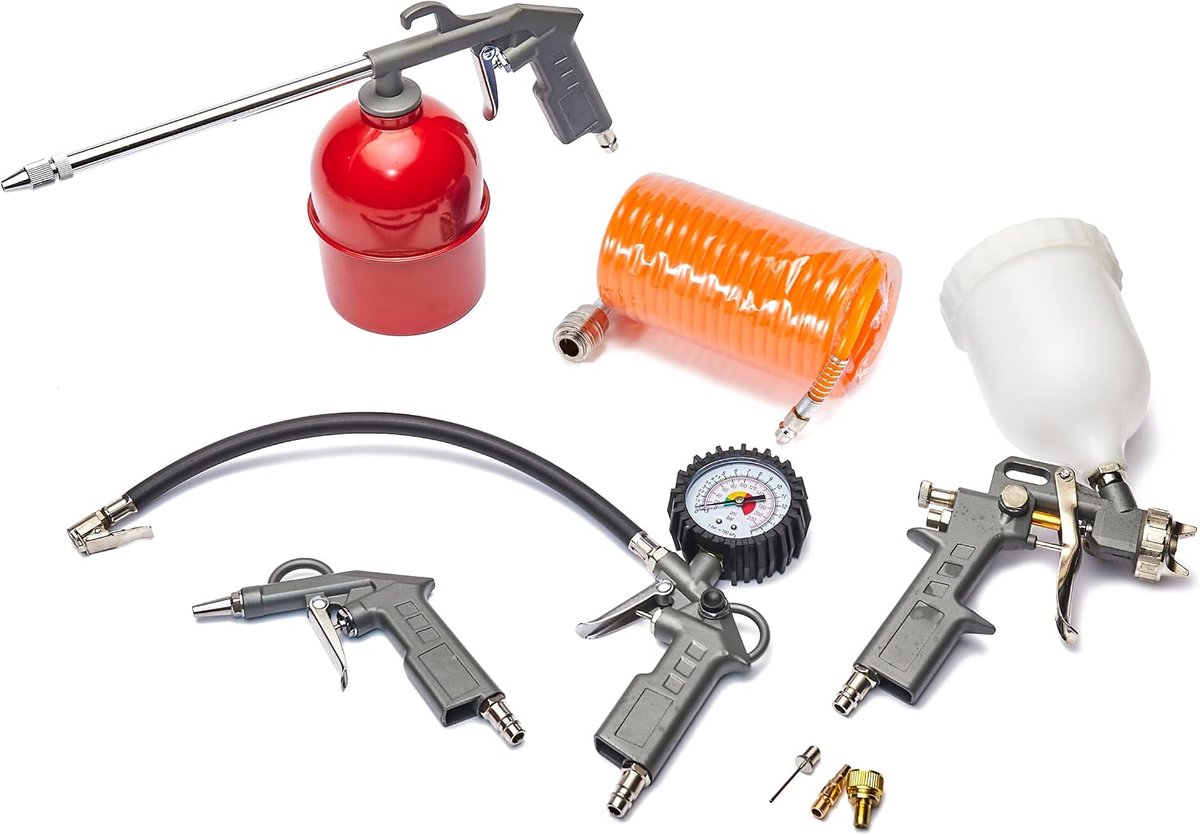Luchtcompressor Accessoires Tool kit Garage 8-delige persluchtset
