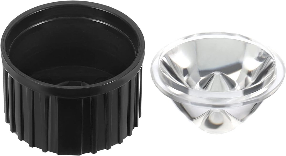 20 mm LED Lens 5 Graden met Plastic Beugel, 20 Set Acryl Optische Lenzen voor 1W 3W High Power LED licht, Zwart/Transparant